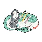 Japan Cartoon Anime Spirited Away No-Face weißer Drache harte Emaille Pins Rucksack Hut Tasche Kragen Revers Abzeichen Modeschmuck Geschenk für Freunde Frauen, Metall