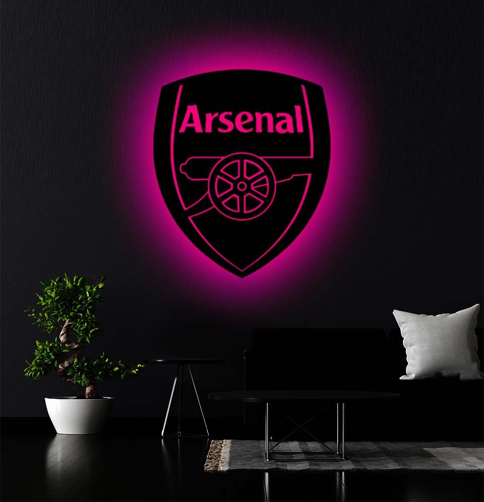Image of Stylish Wooden Football Team Logo Backlight 3D Wall Art for Home Decor /showpiece for Bedroom, Living Room, Kitchen, for Gifts /Game Lovers|18 * 18 Inch