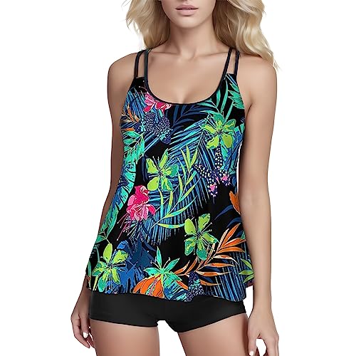 Tankini femme dissimulant le ventre avec shorty de bain marine M