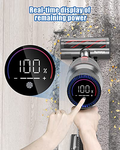 Vistefly V15 Aspirateur Balai sans Fil avec Écran Tactile 32000Pa/500W Aspirateur sans Fil Puissant 60 Min Autonomie & Batterie Amovible pour Sol/Le Poils d'animaux/Tapis - Image 3