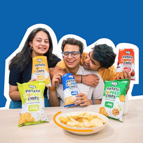 Image of BRB Popped Potato Chips | Salt & Pepper Flavour | Not Fried, Not Baked | 60% Less Oil, Lower Calorie, Healthy Snack | 5 x (48g /51g) Combo Pack (weight may vary)