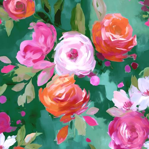 BOKEBEVE Green Bright Wallpaper Peel and Stick Colorful Contact Paper Watercolor Wall Paper for Beedroom Bathroom Accent Wall Closet Removable Modern Renter Friendly 17.5 x 118In