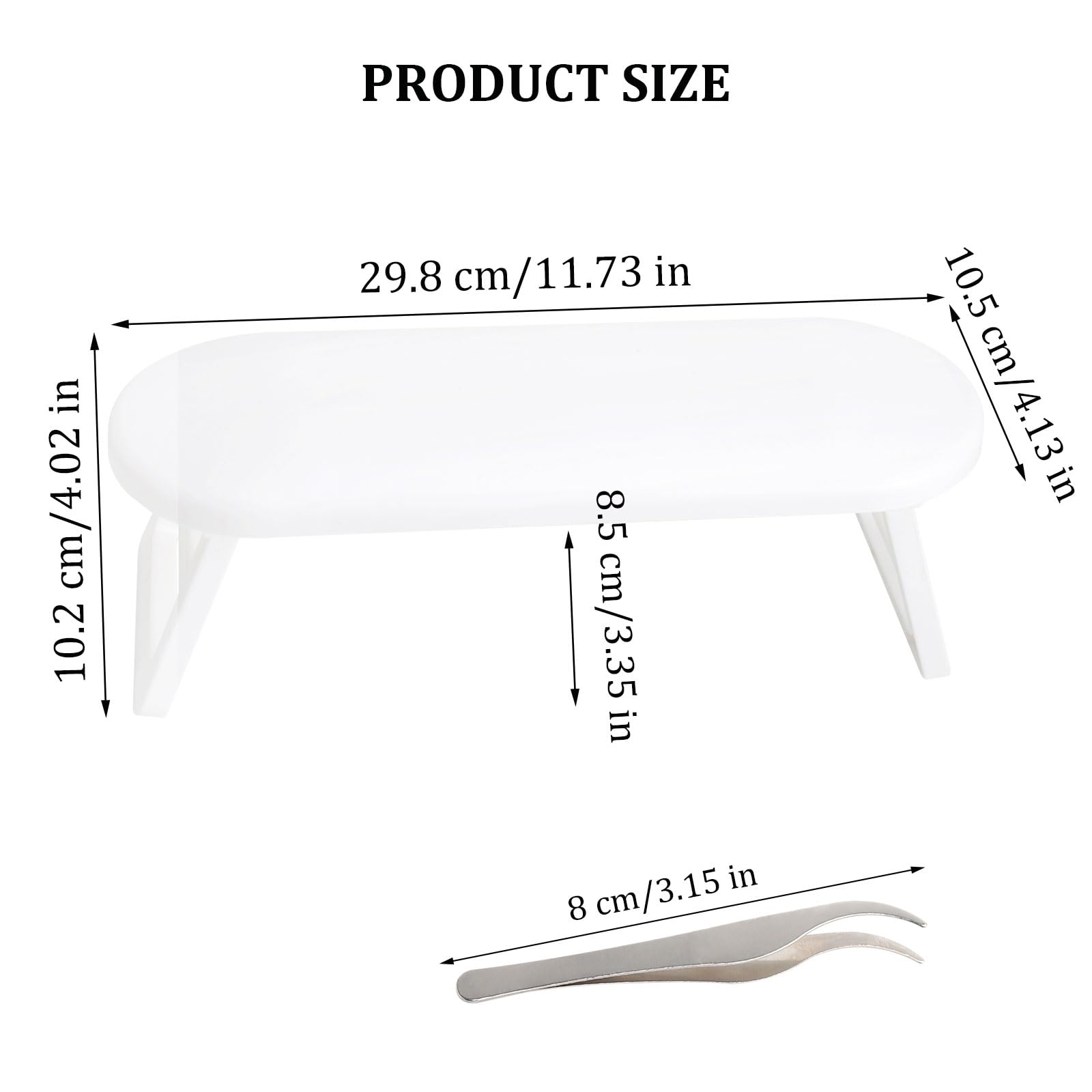 poggiamani per salone di bellezza, pieghevole cuscino poggiamani con pinzetta di precisione in acciaio inossidabile da 80 mm per manicure domestica e saloni di bellezza (bianco)