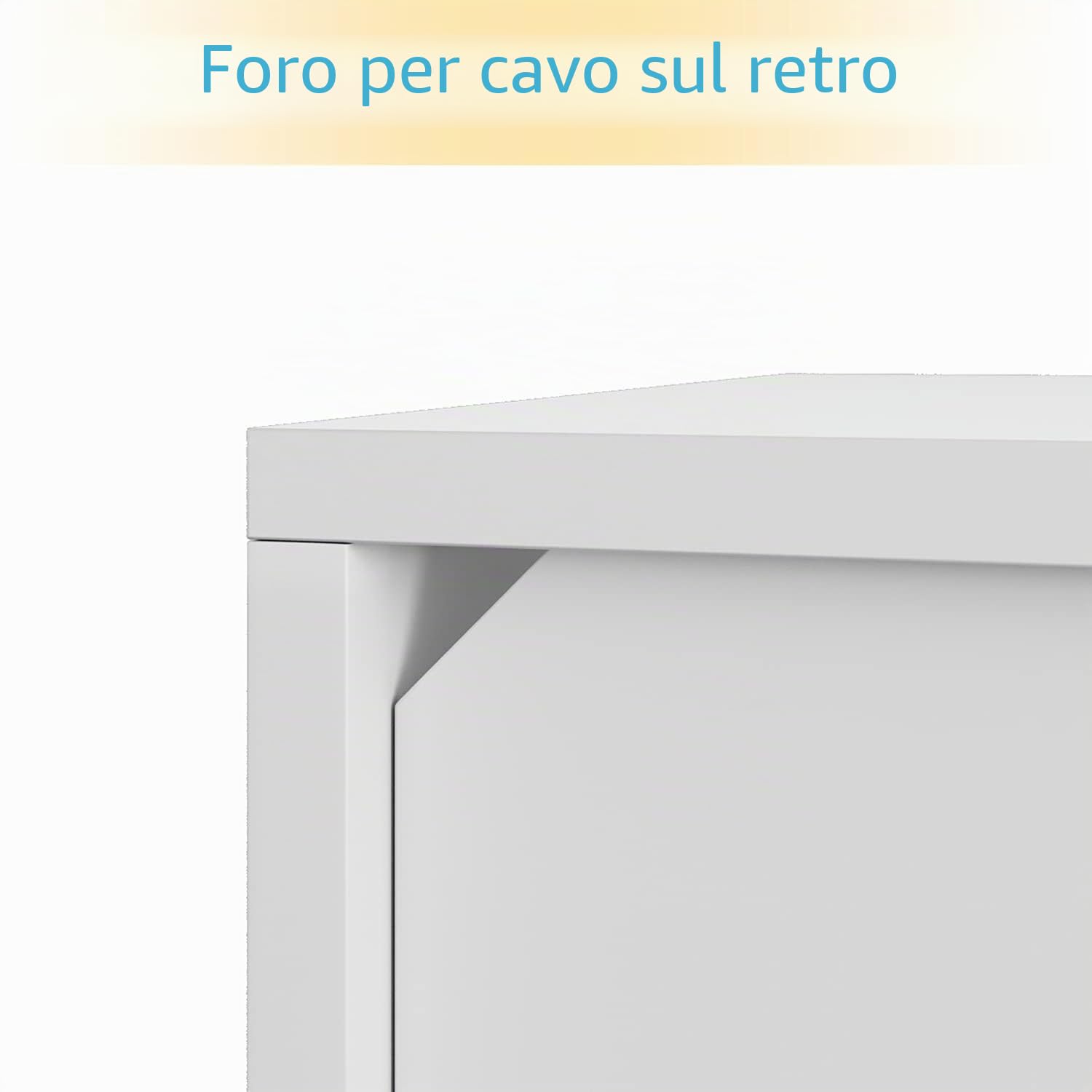 Cassettiera bianca lucida, credenza con LED, 3 ante, design senza manico, per cucina, corridoio, camera da letto, 116 x 93 x 35 cm (larghezza x altezza x profondità)