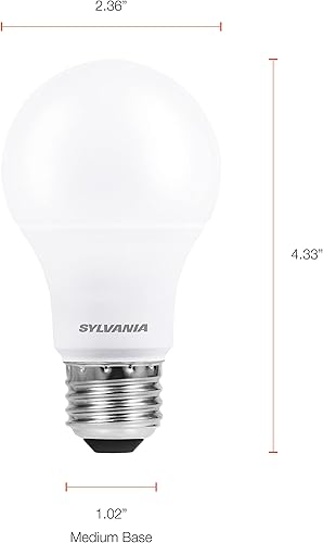 Miniatura 6 de Sylvania - Bombilla LED A19, equivalente a 60 W, eficiente 9 W, base media, regulable esmerilado 3500 K, blanco brillante, paquete de 4 (78038)