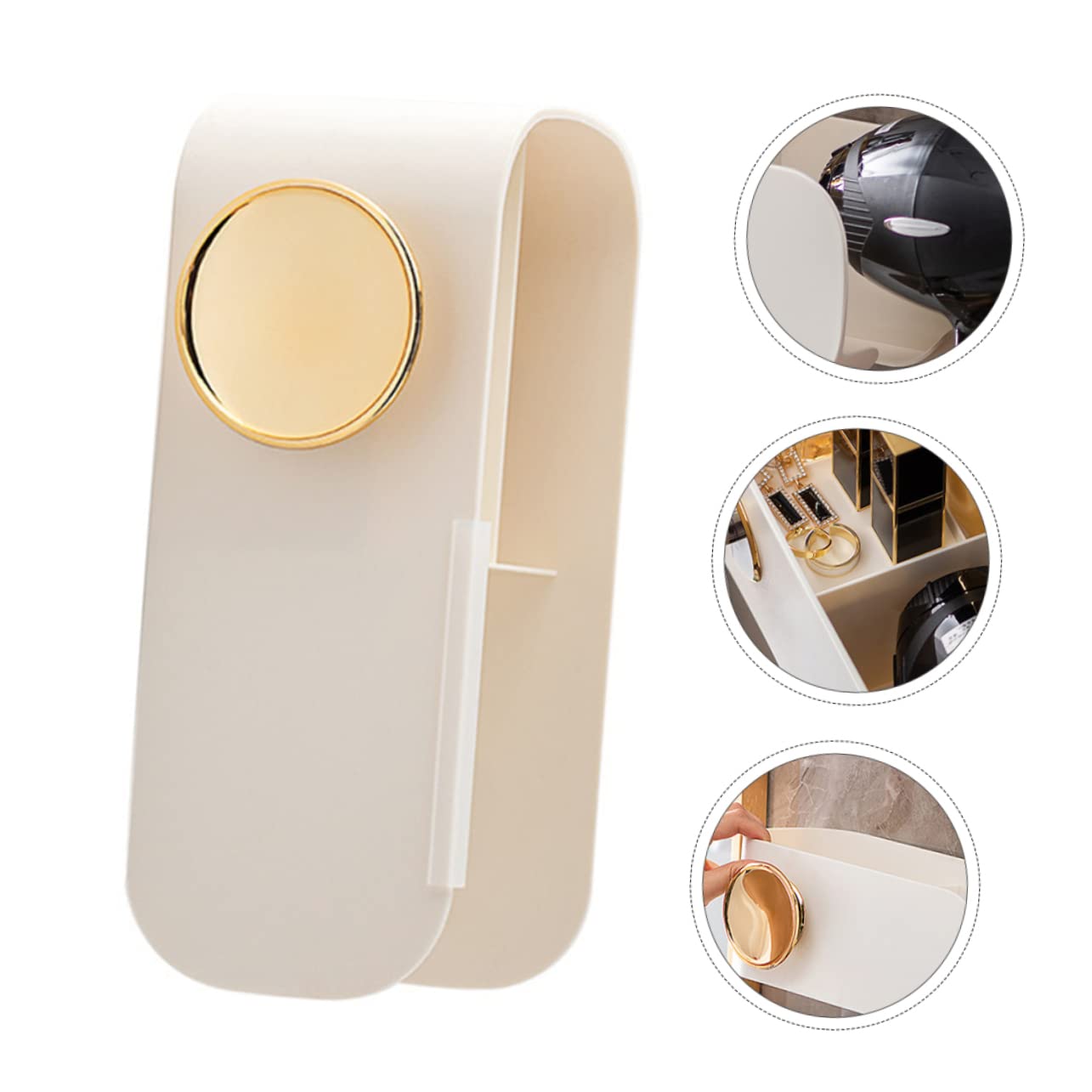 SOLUSTRE Modern Hair Dryer Hanger Easy Wall Mount Abs Silicone Space-Saver for Bathroom