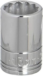 SK Professional Tools 2313S 3/8in. Drive 12-Point Metric Standard Chrome Socket - 13mm, Cold Forged Steel Socket with SuperKrome Finish, Made in USA
