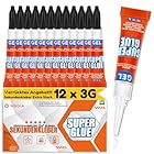 Sekundenkleber Gel (12er-Pack x 3g) – extra starker & wasserfest Superkleber für schnelle, flexible Sofortreparaturen, transparent kontakt Kleber für Kunststoff, Holz, Porzellan, Glas uvm.