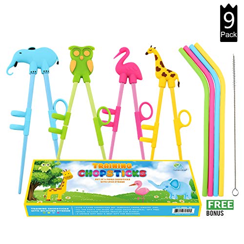Training Chopsticks for Kids or Adult Beginners Including 4 Pairs Learning Chopsticks