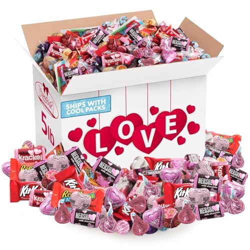 Mothers Day Chocolate Mix, 5lb Pack of Heart Candy Bulk Individually Wrapped, Ideal Valentine Candy Assortment for All Ages, Perfect Mothers Day Chocolate Gifts for Loved Ones