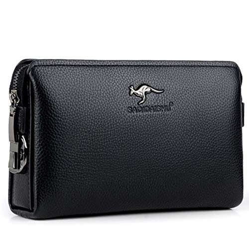 Password Lock Men's Clutch Wallet PU Leather Zipper Long Wallet Business Leisure Large Capacity Wallet