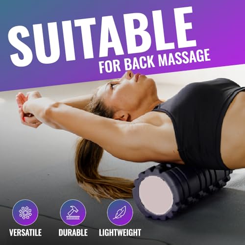 Foam Roller for Deep Tissue Muscle Massage | Fitness Gym Physio | Massage Roller for Legs, Back and Arms | Trigger Point Muscles Therapy | Lightweight | 33x14cm (Black) - Image 4