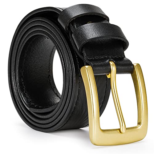 VIPERADE VD2 Men's Full Grain Leather Handmade Belt with Brass Single Prong Buckle, Fashion&Classic Casual Jeans Belt
