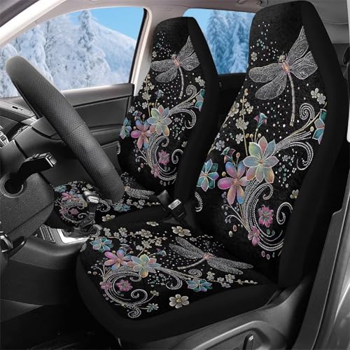Housses de siege auto avant anti-tache motif libellule pour vehicule use