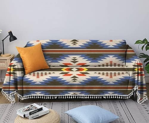Sofa Towel Aztec Navajo geometric seamless pattern Native American Southwest Cover Chair Slipcovers Cotton and Linen Weaving Tassel Soft Non-Slip Decoration Blanket Background Furniture Protector