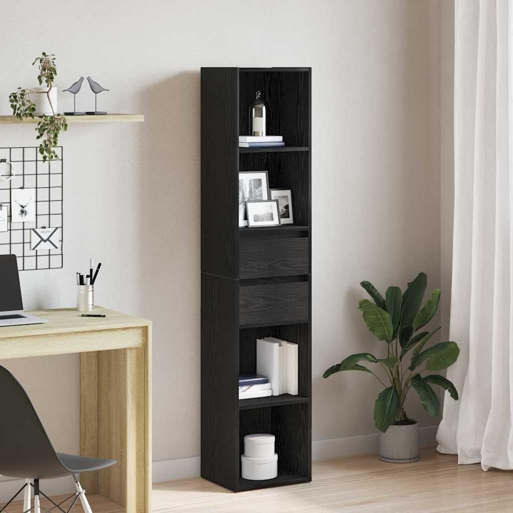 Generisch Bücherregal Schwarz Eichen-Optik 36 x 30 x 171 cm Holzwerkstoff,Möbel,Regalsysteme,Bücherregale Bücherschränke-862499