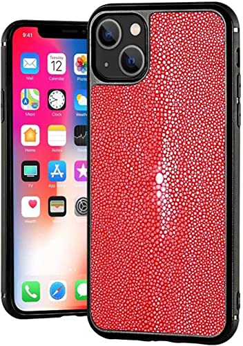 Étui iPhone 14 Plus protection intégrale arrière rouge en cuir 6.7 pouces