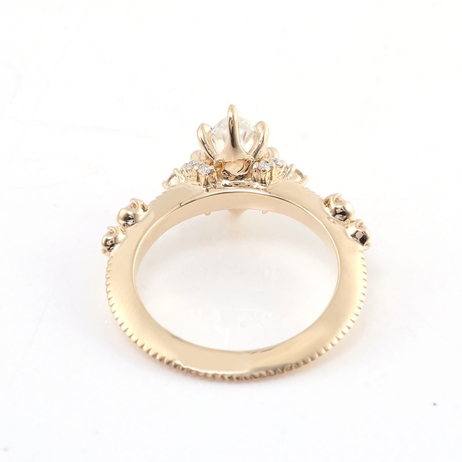 Epinki Pierścionek zaręczynowy i pierścionek zaręczynowy 9 karatów/14 karatów/18 karatów damski 2ct Moissanite White Deliate Fiancaille