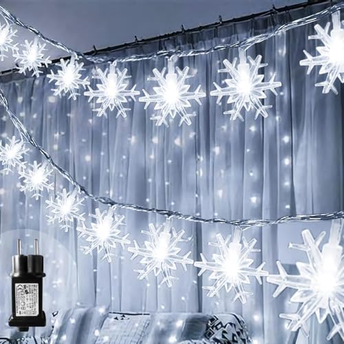 Schneeflocke Lichterketten Außen,10M 100 LED Lichterkette...