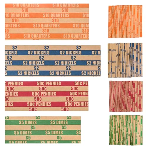 L LIKED 100 Assorted Flat Coin Roll Wrappers, for...