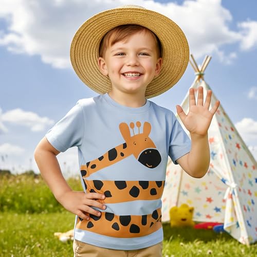 Image of DEEKEY Toddler Boys Shirts Short-Sleeve Little Kids t Shirts Boys' Tops, Tees & Shirts Graphic TEE Age for 2-7 Years 4-Pack