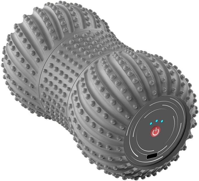 Alivio de la fascitis plantar, masajeador de rodillo muscular, masajeador eléctrico portátil con audio Bluetooth, 3 niveles de vibración (gris)