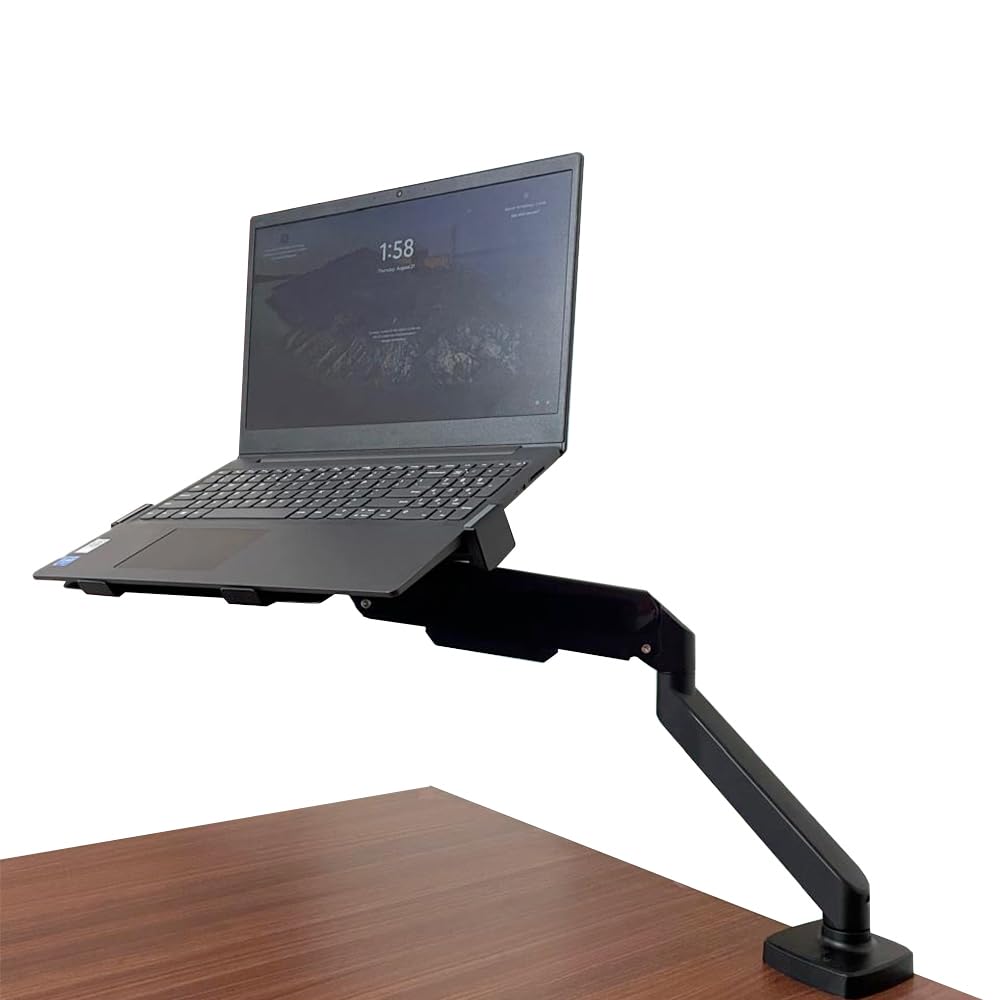 TransDesk Single Monitor Arm with Laptop Tray, Full Motion Adjustable Stand, Gas Spring Mount for 13–30 Inch Screens, VESA 75x75/100x100 Compatible, Clamp & Grommet Base, Supports 1 Monitor or Laptop-image-35