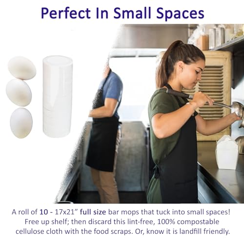 Image of Wysi Compressed Kitchen Bar Mop Towels - Just Add Water Reusable Commercial Cleaning Rags - Super Absorbent Restaurant Towels - Compact - Compostable 17x21, 120 Count (Case of 10 Dozen)