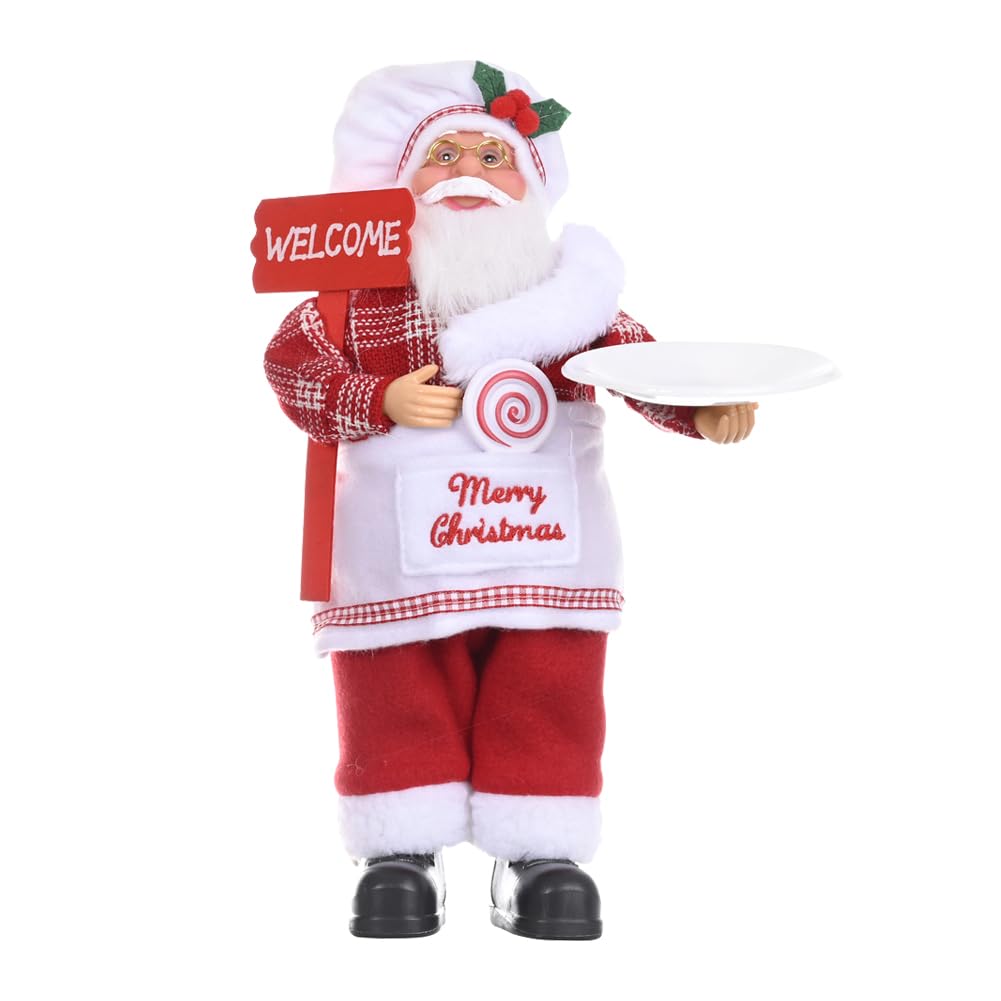 Christmas Santa Claus Standing Santa Claus Statue With Gift Bag Resin Mini Holding Presents Home Navidad Party Ornaments (C)
