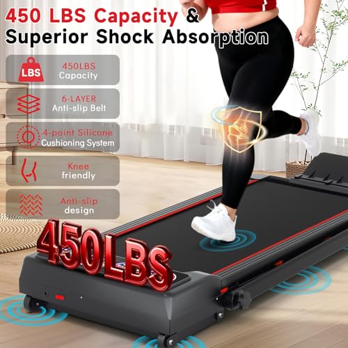 Image of Walking Pad Treadmill with Incline and Handle Bar, 7.5MPH Under Desk Foldable Treadmill for Home Office with Remote Control