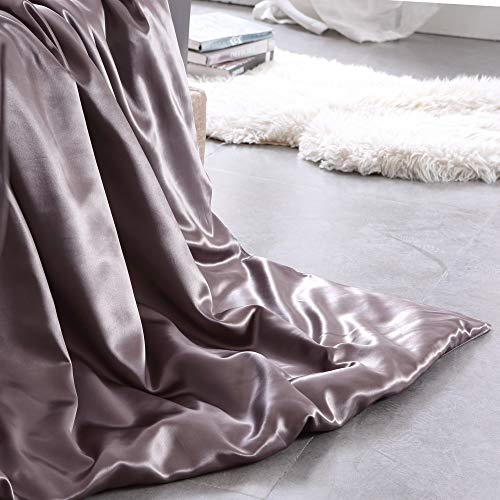 Thxsilk 19 Momme Silk Duvet Cover Set 4 Piece, Silk Sheets, Luxury Bedding Sets - Ultra Soft, Machine Washable, Durable - 100% Top Grade Mulberry Silk - Queen Size, Purple #TOP4