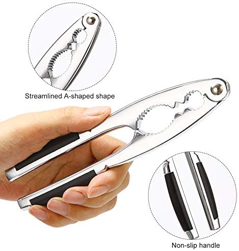Nut Cracker Tool Heavy Duty, Zinc Alloy Nut Opener and Stainless Steel Fork for Walnuts Almonds Crabs Lobsters Pack of 2