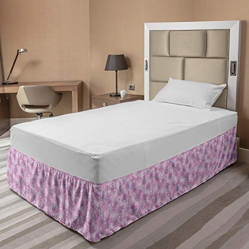 Lunarable Vintage Palm Bed Skirt, Tropical Climate Trees Beach Theme Silhouette Sketch Illustration, Elastic Bedskirt… - Image 4