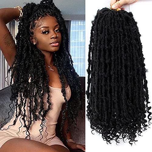 Ayana Butterfly Locs Crochet Hair 18 Inch Crochet Butterfly Locs Hair Curly End Soft Butterfly Locs Hair Pre-Twisted Distressed Faux Locs Crochet Braids (18 Inch (Pack of 6), 1B)
