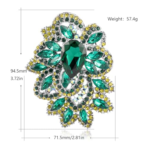 Image of LAXPICOL Big Large Women's Vintage Austrian Crystal Elegant Flower Teardrop Brooch Gold Tone