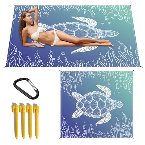 Esterilla Playa: Alfombra de Playa Antiarena 210x200 cm, Toalla Playas Grande Manta de Playas Ultra Ligera para Picnic Impermeable con 4 Estacas y Bolsa de Transporte para Vacaciones Camping Viajes, B