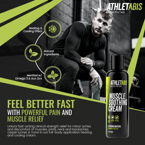 Athletabis Muscle Soothing Cream With Menthol, Aloe, Turmeric, Arnica Extract - Muscle Soreness, Joint Soreness - Natural Cream For Muscle Soreness 4 Oz #TOP1