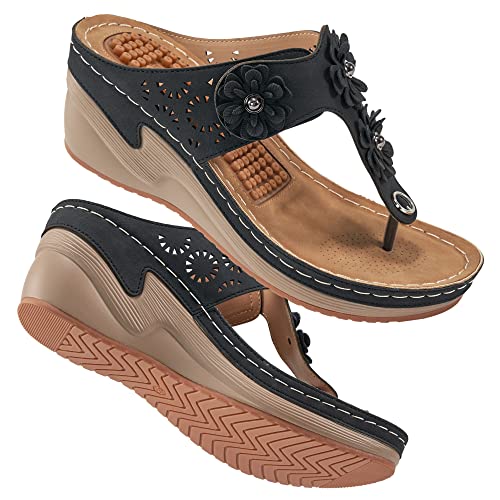 FUDYNMALC Womens Sandals Wedge Shoes: Summer Dressy Woman Platform Flip Flops Comfortable Casual Dress Wedding Wedges Footwear Ladies