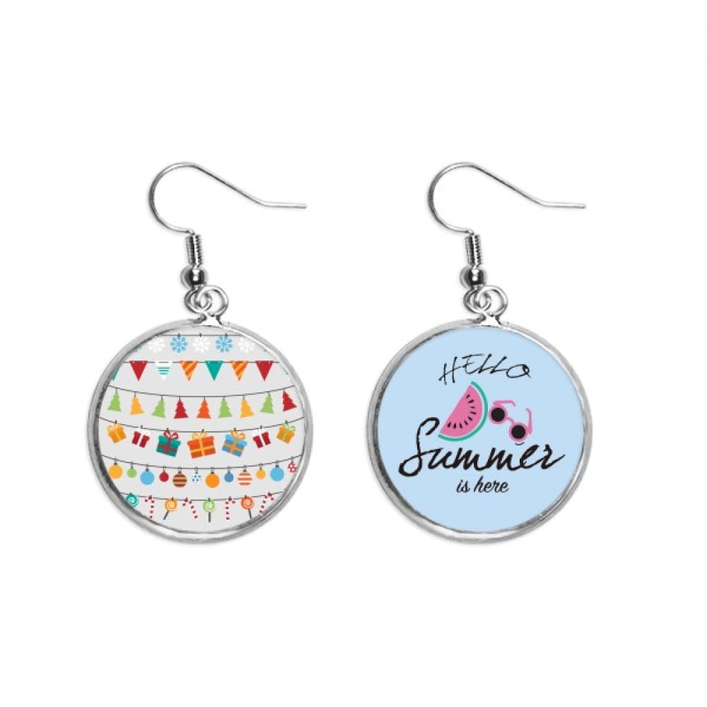 Pendientes de sandía un regalo original con bandera navideña colorida verano 5
