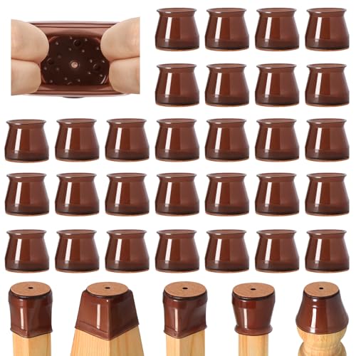 32 Pcs Chair Leg Floor Protectors for Hardwood Floors Silicone Covers to Protect Wood Tile Floors Felt Bottom Furniture Leg Caps Anti-Scratch Reduce Noise (Fit:1.3"-2")