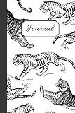  Journal: Tiger Graphic Print Blank Lined Notebook, Black and White, 6\