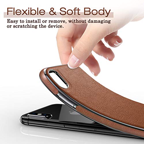Lohasic For Iphone Xs Max Case, Premium Leather Slim Luxury Flexible Defender Anti-Slip Soft Grip Scratch Resistant Protective Cover Cases Compatible With Iphone Xs Max (2018) 6.5 Inch - Brown #TOP3