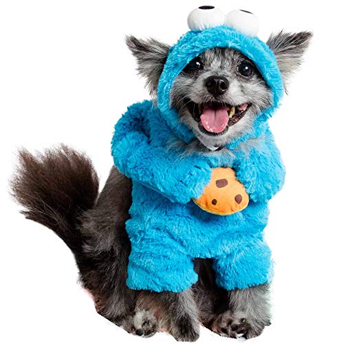 Pet Krewe Unleash The Parade Cookie Monster Dog Costume Sesame Street Pet Costumes for Small Dogs