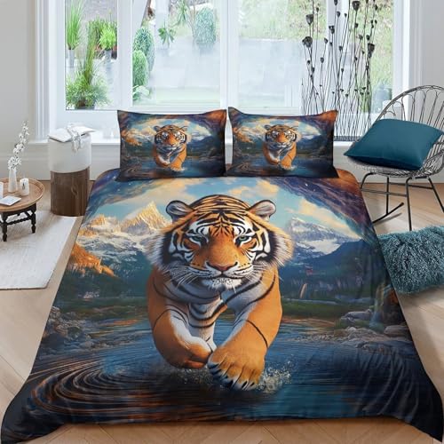Parure de lit tigre 3D en microfibre pour éviter le repassage et simplifier le lavage
