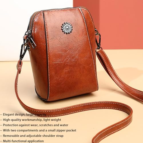 Elmyse Crossbody Bag Leather,Happywind Crossbody Cellphone Purse,Happy Wind Retro All-Match Vertical Cellphone Bag3