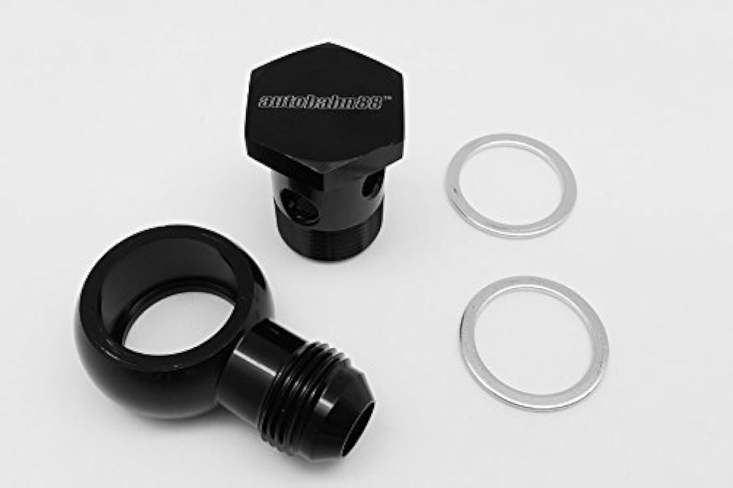 Autobahn88 Aluminum Anodized Oil Cooler Banjo Fitting - M22 P1.5 Banjo Bolt, M22 to AN8 Male Flare Banjo, Setrab compatible (Black)