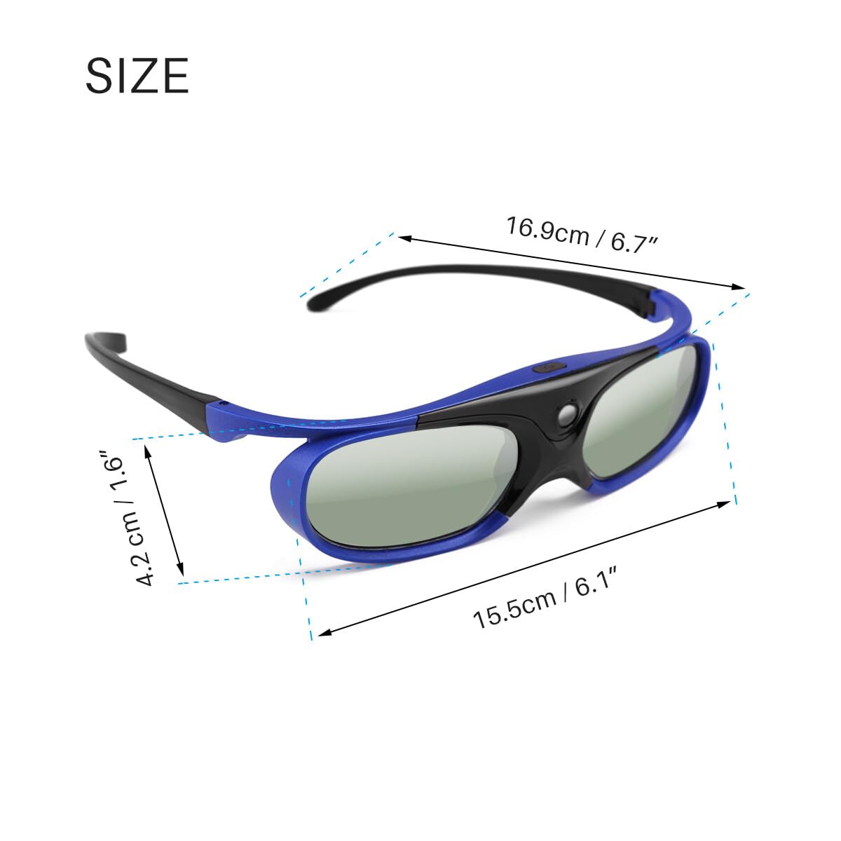 Lunettes 3D rechargeables à obturateur actif pour tous les projecteurs DLP Link 3D rechargeables compatibles avec projecteur DLP ViewSonic BenQ Optoma Viewsonic DLP, FBA-178ZW-yanjing