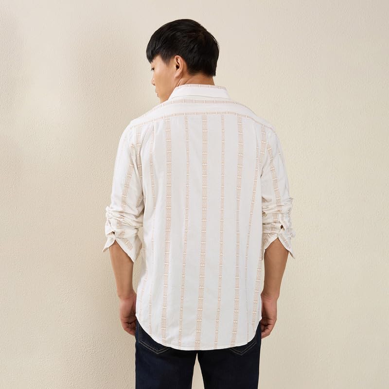 Image of Mens Striped Slim Fit Cotton Casual Shirt | Full Sleeves Mens Shirts | Stylish Shirt for Men