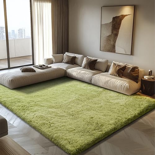 Shag Area Rug for Bedroom 4x6,Green Fluffy Area Rugs for Living Room,Soft Fuzzy Rug Non-Shedding Indoor Plush Carpet for Kids Bedroom Nursery Dorm Home Decor