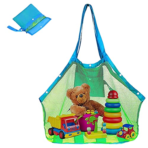 Chnaivy Mesh Beach Toy Bag, Extra Large FoldableÂ Kids Sea Shell Bags and Totes Sand Away Backpack for Holding Childrenâ€™s Toys Market Grocery Picnic Tote